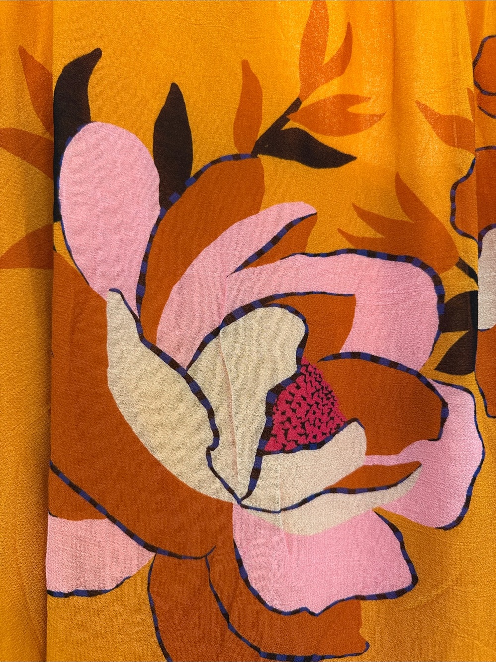 FARM Rio Orange Floral High-Neck Blouse with Pink Flowers - Picture 2 of 4